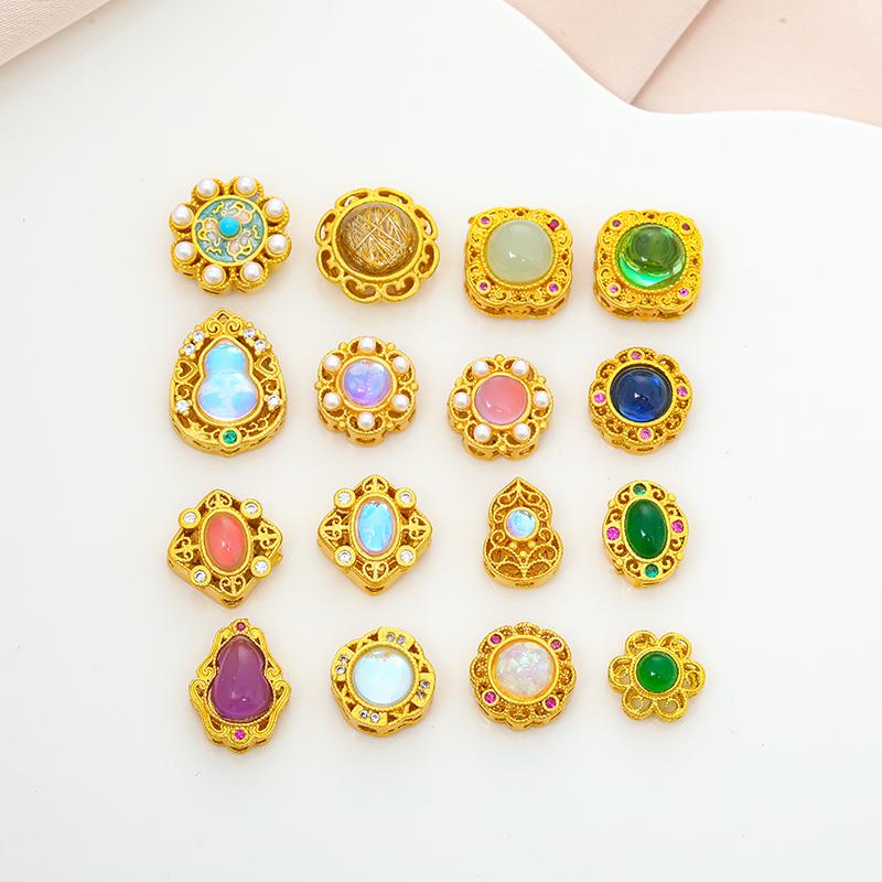 古法沙金通孔配饰临兰铜包金镀金