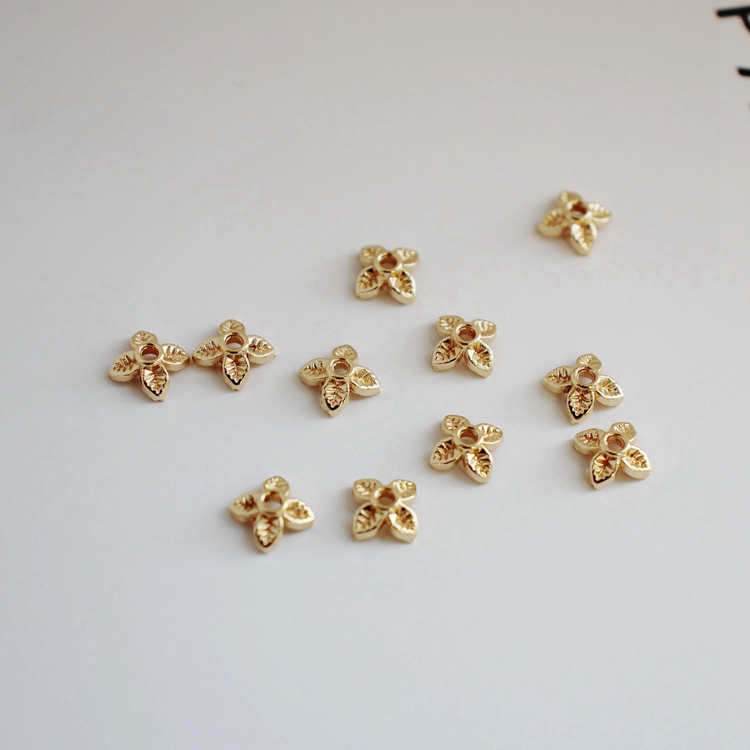 镀金串珠耳饰项链花托复古