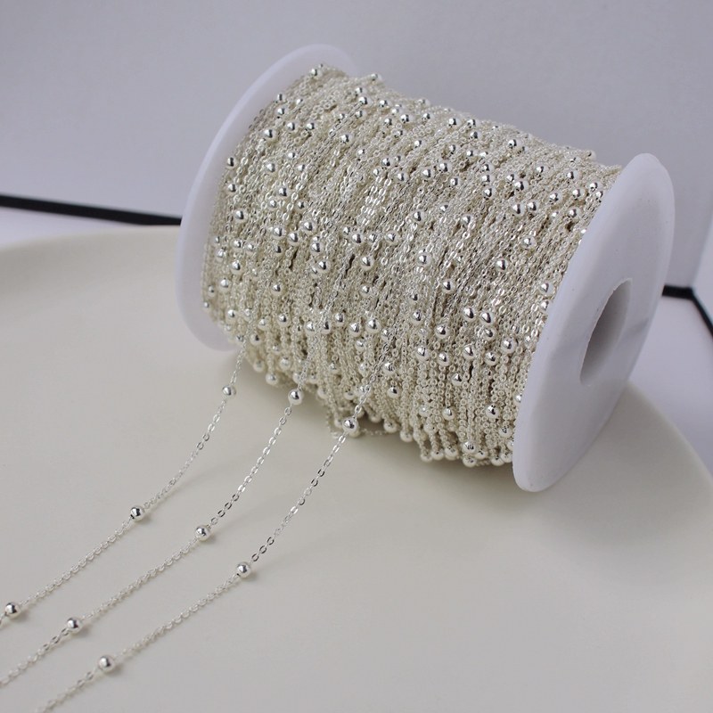 保色包银镀银隔珠夹珠带珠链条diy手工自制手链项链配饰材料散链,饰品/流行首饰/时尚饰品新,链条,淘宝优惠券,粉丝福利购,淘宝优惠卷