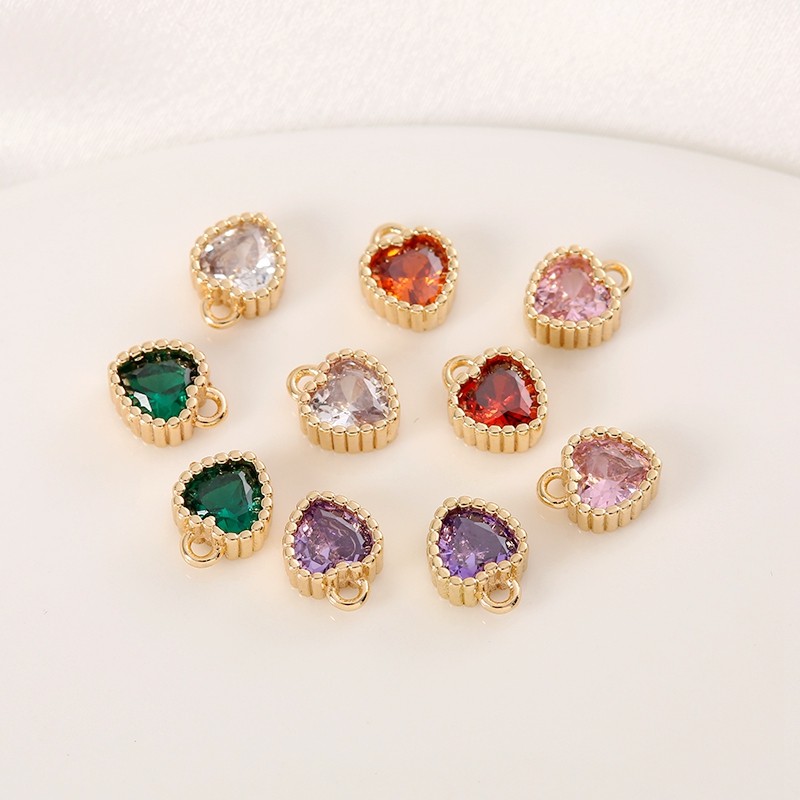 14K包金镀金保色镶彩锆石爱心吊坠diy手工饰品手链项链耳饰挂坠,饰品/流行首饰/时尚饰品新,其他DIY饰品配件,淘宝优惠券,粉丝福利购,淘宝优惠卷