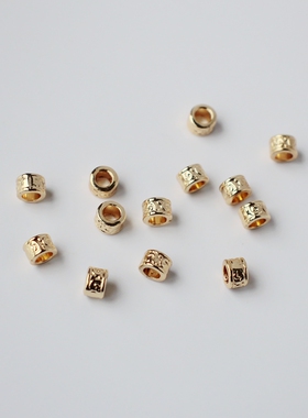 14K包金镀浅金保色复古小桶珠3*6mmdiy手工饰品串珠隔珠配饰材料