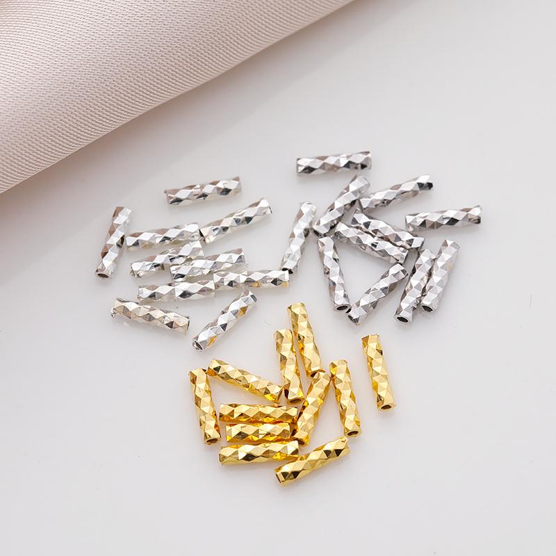 纯银空心直管临兰刻面纯银手链