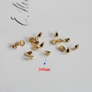 14K包金镀浅金保色光面瓜子扣头扣子diy自制玉石珍珠项链吊坠挂饰