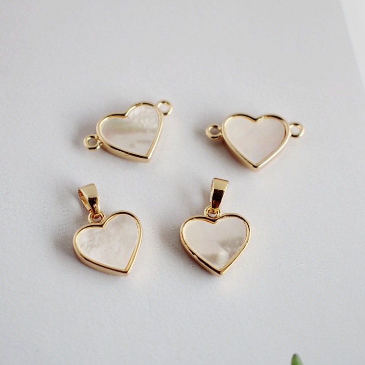 镀金双环爱心贝壳项链挂饰吊坠