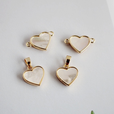 镀金双环爱心贝壳项链挂饰吊坠