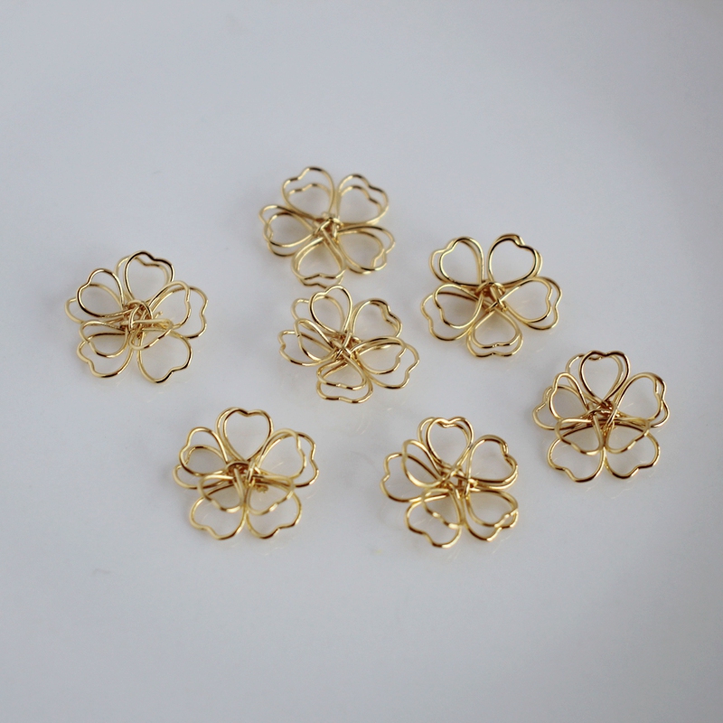 镀金镂空双层耳环项链手工绕线