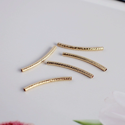 Позолоченная матовая изогнутая трубка, браслет из бисера ручной работы, аксессуар, аксессуары, 14 карат, золотой цвет, DIY