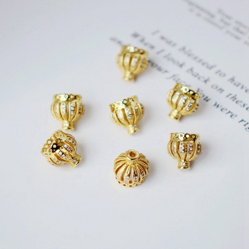 镂空锆石黄冠耳饰配件流苏帽