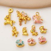 沙金小马景泰蓝珐琅生肖马吊坠挂饰diy手工串珠手链项链吊饰挂坠