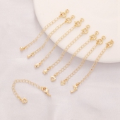 14K包金镀金保色圆扣款 延长链尾链加长链diy手工串珠手链项链配件