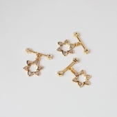 高品质14K包金镀金保色镶锆石特色太阳花OT扣diy手工串珠收尾链接