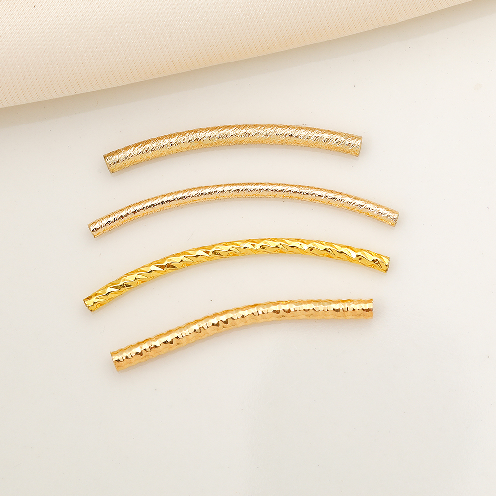 14K包金保色铜制磨砂螺纹空心弯