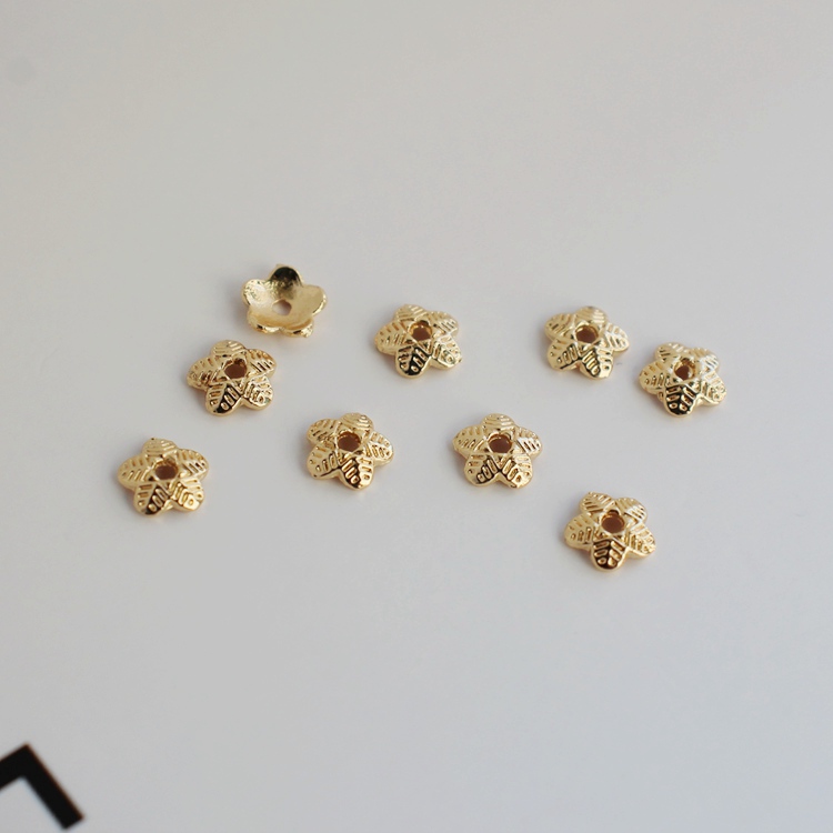 diy14k包金小花托自制手工串珠