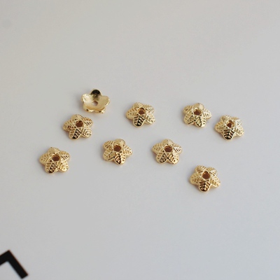 diy14k包金小花托自制手工串珠