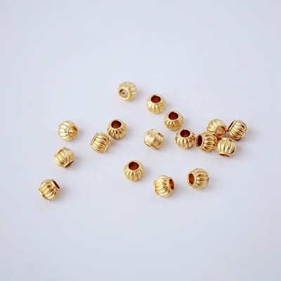 18K包金镀金保色灯笼珠瓜棱珠5*6mmdiy自制串珠手链配饰隔珠材料