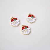 14K包金铜镀金保色圣诞系列滴油圣诞老人头挂吊坠diy手工饰品配饰