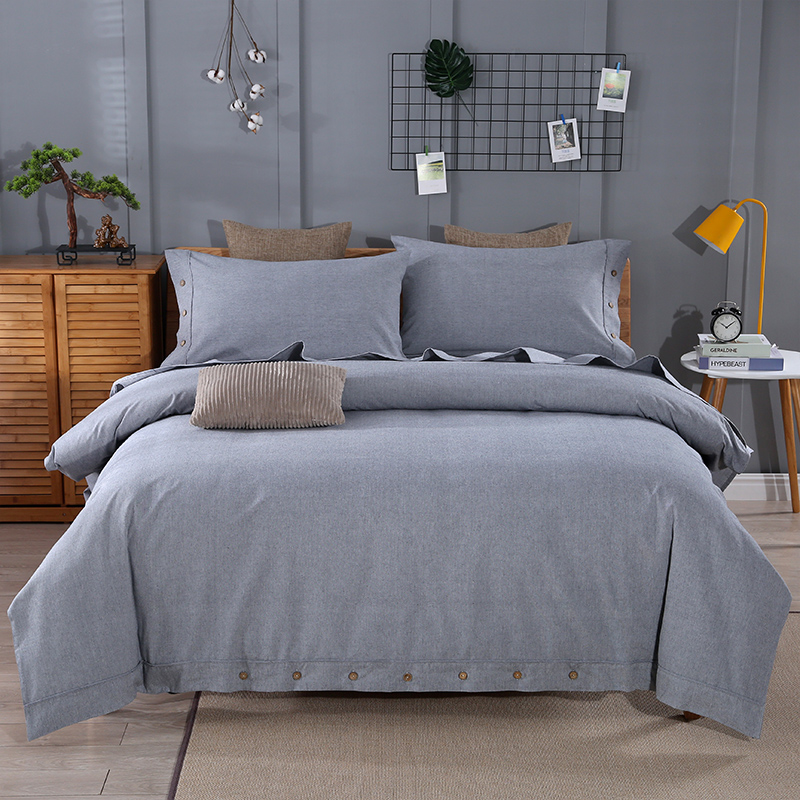 纯棉老粗布四件套简约全棉加厚单双人1.5m1.8m床上用品
