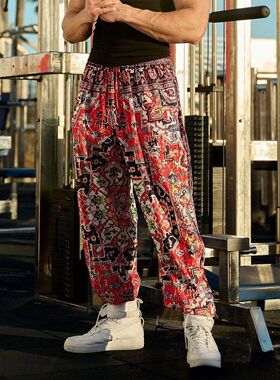 瑜伽健美薄款长裤夏季透气速干宽松运动裤健身裤男/Youngla花裤子