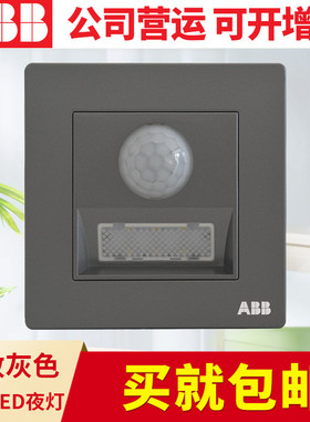 ABB开关插座面板 轩致灰色 红外感应LED夜灯地脚灯 AF457-G