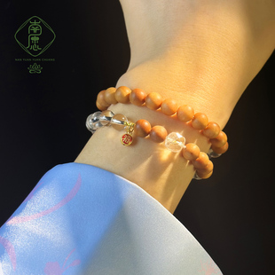 印度老山檀香本名佛梵光白水晶原创手串礼物轻奢多圈手链女国潮风