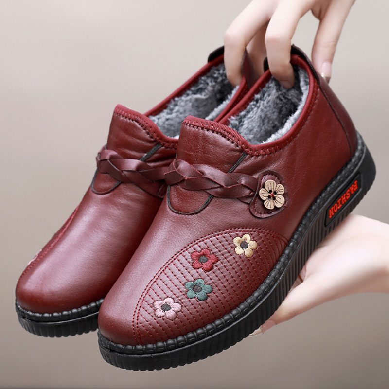 金左脚平底休闲防水女棉鞋