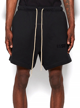 FOG宁波原厂FEAR OF GOD复线Essentials2023SS硅胶印花短裤玄青黑