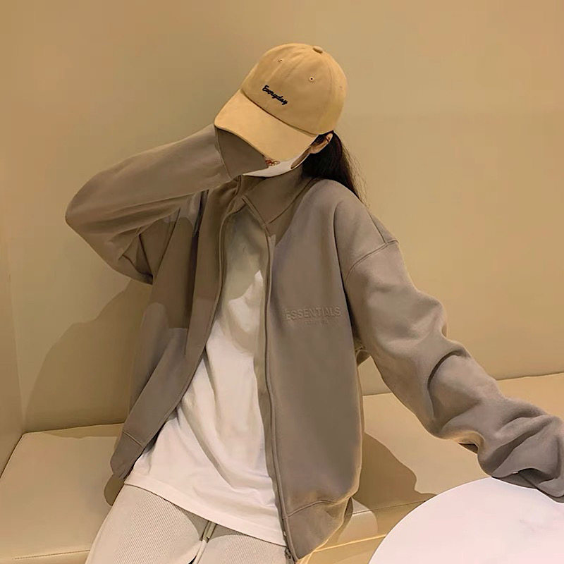 高端FOG复线ESSENTIALS美式高街宽松拉链夹克外套女情侣款上衣潮