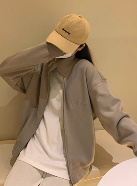 高端FOG复线ESSENTIALS美式高街宽松拉链夹克外套女情侣款上衣潮