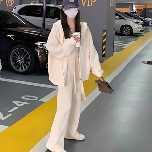 加厚休闲两件套 运动套装 女秋冬季 2025新款 宽松网红炸街卫衣阔腿裤