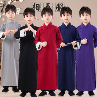 新款儿童双簧相声大褂演出服装民国风马褂中式长袍幼儿园表演服冬