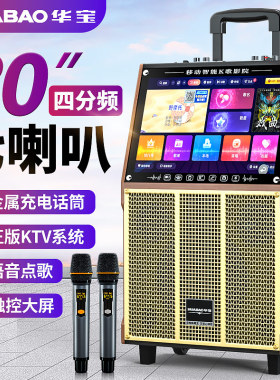 华宝广场舞音响带显示屏户外跳舞K歌音箱家用ktv一体机话筒麦克风