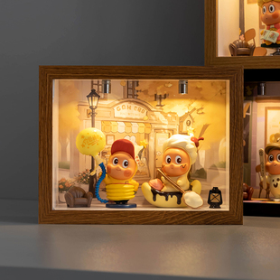 星星人展示盒子盲盒收纳手办相框泡泡玛特手diy造景带灯防尘摆件