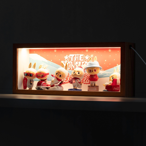 THE MONSTERS 可口可乐手办盲盒LABUBU拉布布收纳相框防尘展示柜
