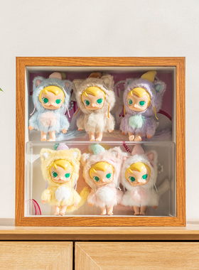 泡泡玛特Baby Molly口袋朋友系列搪胶毛绒挂件盲盒展示盒相框防尘