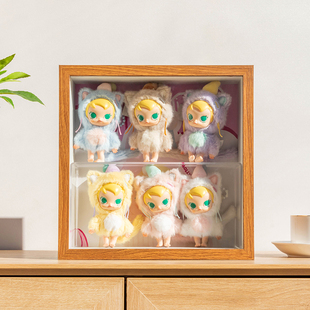 泡泡玛特Baby Molly口袋朋友系列搪胶毛绒挂件盲盒展示盒相框防尘