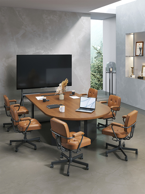 现代视觉多功能小型半圆形会议桌轻奢高级感6人洽谈桌高端培训桌