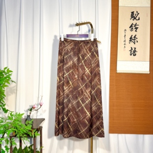 【玉京子-香云纱半身裙】L5030G新中式国风 香云纱 菱格半身裙