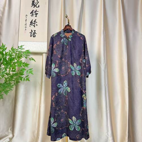 【花开富贵-连衣裙】清版 新中式 刻花花萝 一粒扣连衣裙
