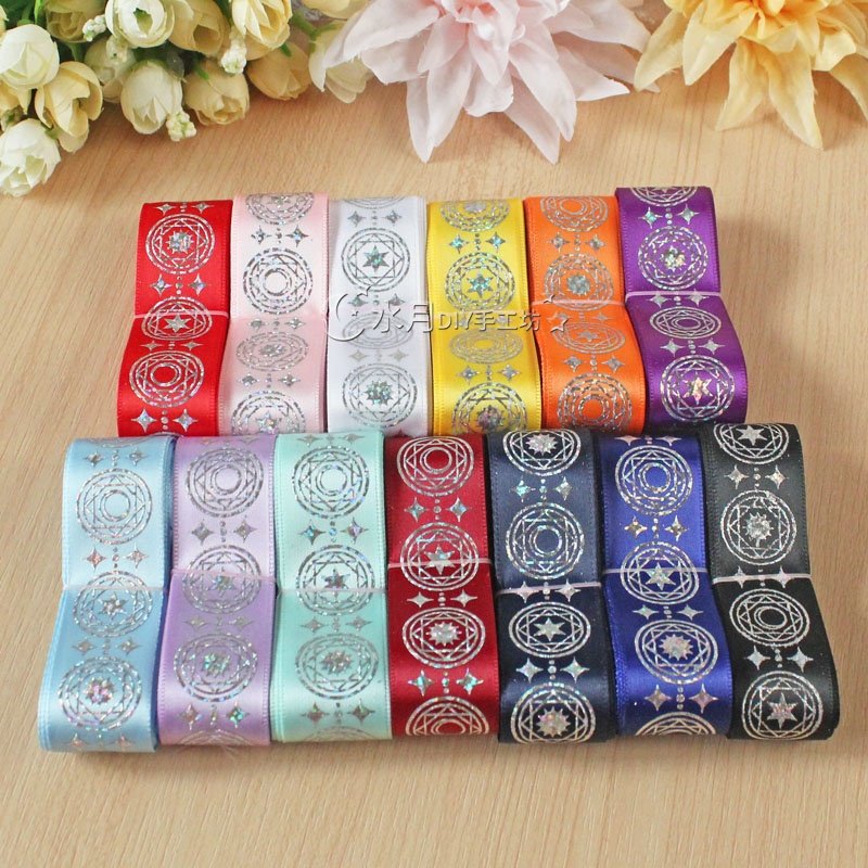 2.5cm镭射银魔法阵星星丝带缎带吧唧托手工发饰diy蝴蝶结谷美材料,居家布艺,丝带/绸带/布带,淘宝优惠券,粉丝福利购,淘宝优惠卷