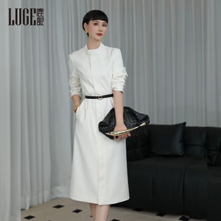 2025春新款时尚气质简约高级感显瘦百搭通勤精纺羊毛中长款连衣裙