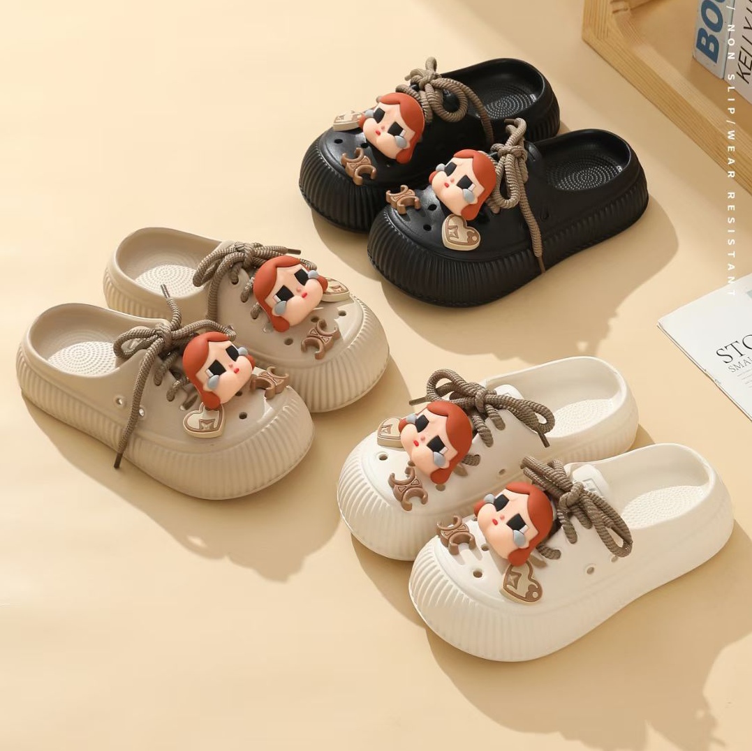 林润55洞洞鞋女新款夏季外穿厚底包头凉拖鞋女防滑软底沙滩鞋女