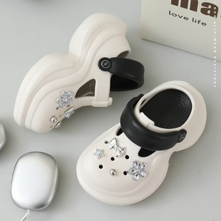 林润55洞洞鞋女款2025新款eva防滑防臭夏季外穿踩屎感厚底增高鞋