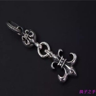 牌克罗潮牌泰银潮流朋克925纯银男女网红羅心款童军花吊坠牌项坠