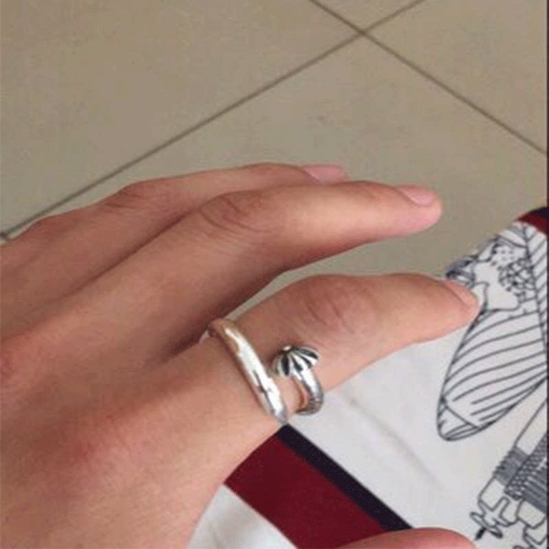 牌克罗复古朋克潮牌尾戒钉子CH男女十字架羅心指戒指925纯银指环
