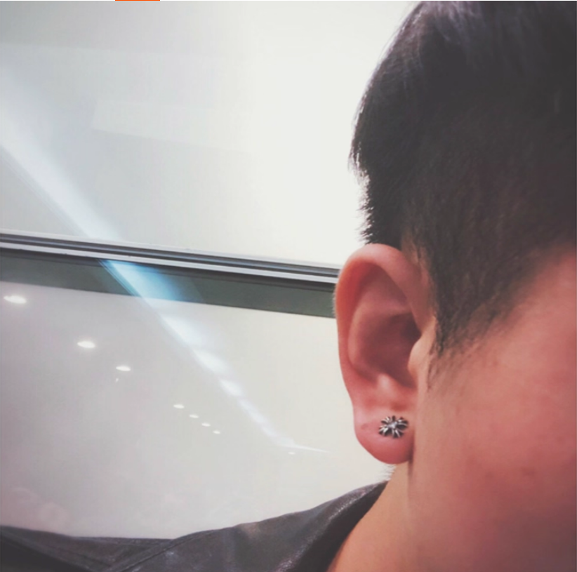 牌克罗欧美潮牌复古925纯银实心十字架耳钉耳环耳坠耳饰男女耳圈