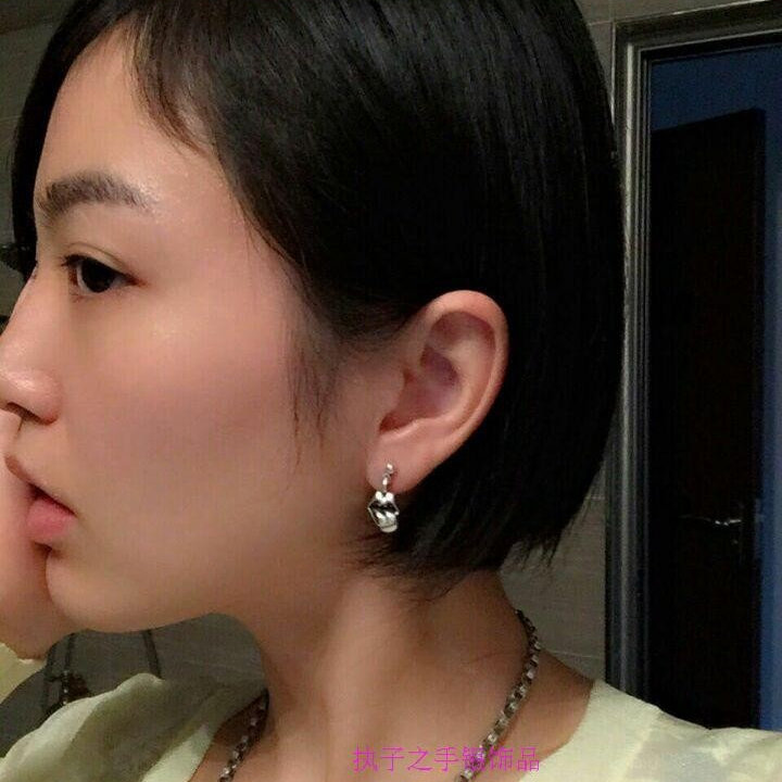 牌克罗925纯银情侣欧美潮牌复古心耳环舌头耳钉男女耳坠耳饰耳圈