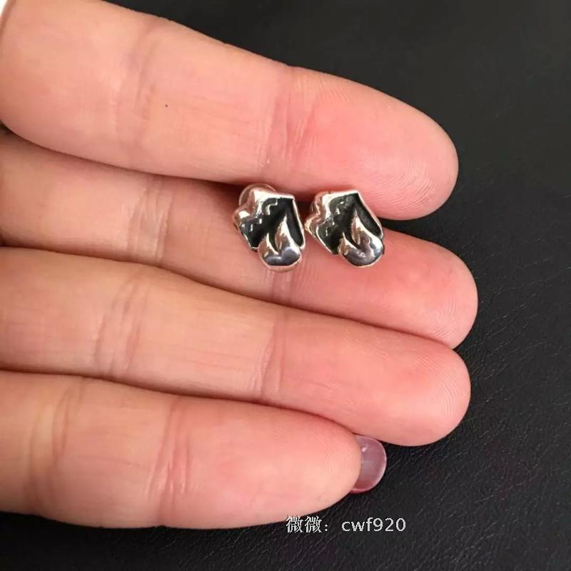 克罗潮925纯银潮流复古耳环做旧耳饰小舌头耳钉男女鹿晗同款耳坠