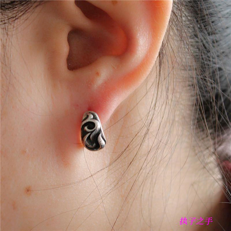 牌克罗925纯银欧美潮牌实心款宫廷花耳环复古耳钉GD男女耳坠耳饰