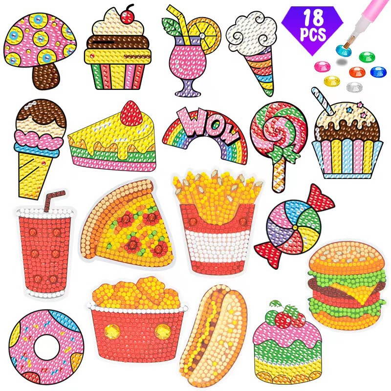 2024新款亚马逊热卖儿童钻石画5d随意贴 DIY钻石贴纸 点钻贴画