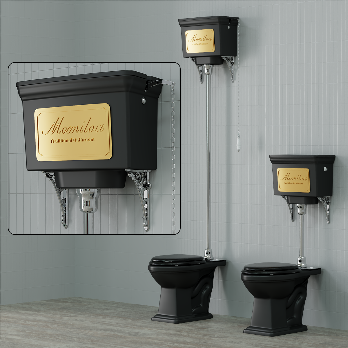 法式风复古黑色实木盖板卫浴